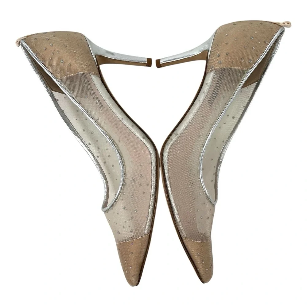 SJP Sarah Jessica Parker Glass 70mm Glitter Dot Mesh Stiletto Heels Women’s 36.5 - Picture 11 of 15
